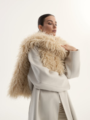 Шарф меховое боа беж