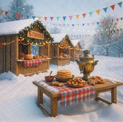 Масленица №9 улица - фон неопреновый