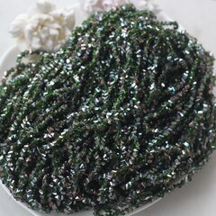 Хрусталь (стекло) граненный, хвойный зелёный 4*3 мм, 1 нить, С028