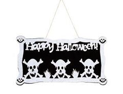 Баннер фетровый, Happy Halloween, Черепа, 46*22 см, 1 шт.