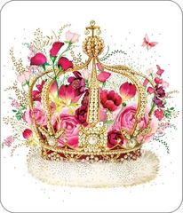 Открытка, Корона в цветах, 14*16,3 см, 1 шт.