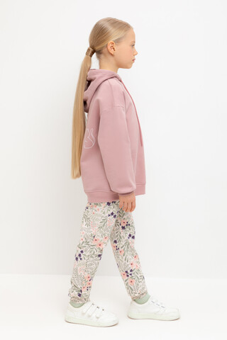 брюки  для девочки  КР 400536-1/светлый жемчуг,летний сад