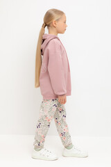 брюки  для девочки  КР 400536-1/светлый жемчуг,летний сад