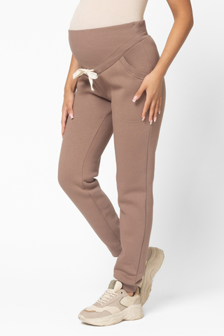 Утепленные спортивные брюки для беременных 16171 мокко
