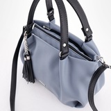 Сумка Саломея 607 гладкий серо-голубой + черный