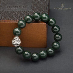 Браслет Хотэй. Зелёный нефрит Д 12мм.