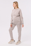 Утепленный спортивный костюм для беременных и кормящих 16041 светлый какао меланж
