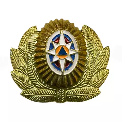 Кокарда МЧС большая металл (сине-белая)