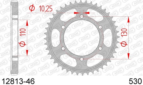 12813-46 Звезда задняя SUZUKI GSX-R, YAMAHA FZ Fazer, YZF 1000 (ведомая) стальная, 530, AFAM (JTR479.46)