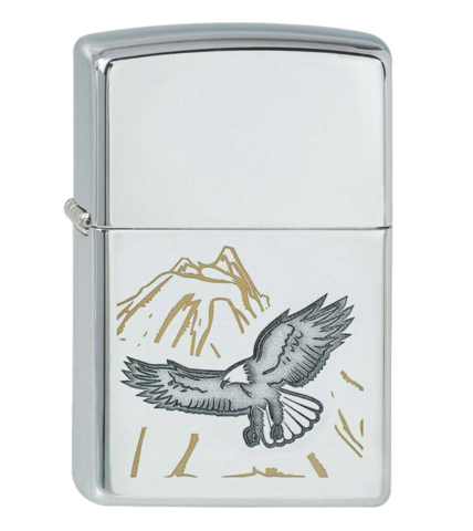 Зажигалка Zippo, латунь/сталь, серебристая, с покрытием High Polish Chrome 36х12х56 мм (250 Eagle/Mountains) | Wenger-Victorinox.Ru