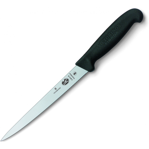 Нож Victorinox филейный рыбный, лезвие 18 см, черный