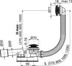 A507BLACK Сифон для ванны CLICK/CLACK, черный-мат