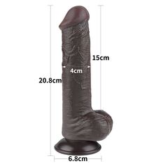 Коричневый фаллоимитатор 8 Sliding Skin Dual Layer Dong на присоске - 20,8 см. - 