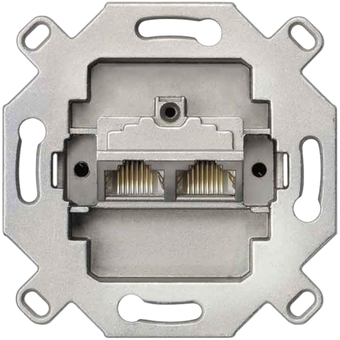 Механизм компьютерной двойной UAE розетки, кат.6, экранированная. Цвет алюминий. JUNG. EPUAE8-8UPOK6