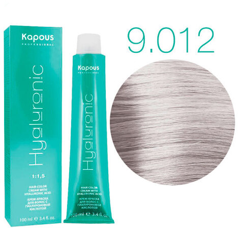 Kapous HY Hyaluronic Acid 9.012 (Очень светлый блондин прозрачный табачный) - Крем-краска для волос с гиалуроновой кислотой