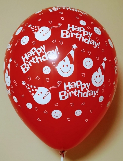 S 12''/30см, Happy birthday, Смайлики на вечеринке, Ассорти Пастель, 25 шт.