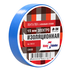 Изолента, ПВХ, 15мм х 10м, 130мкм, 4Кв, синяя, Klebebänder TIK555T
