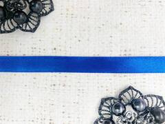 Лента атласная, ш. 1 см, электрик