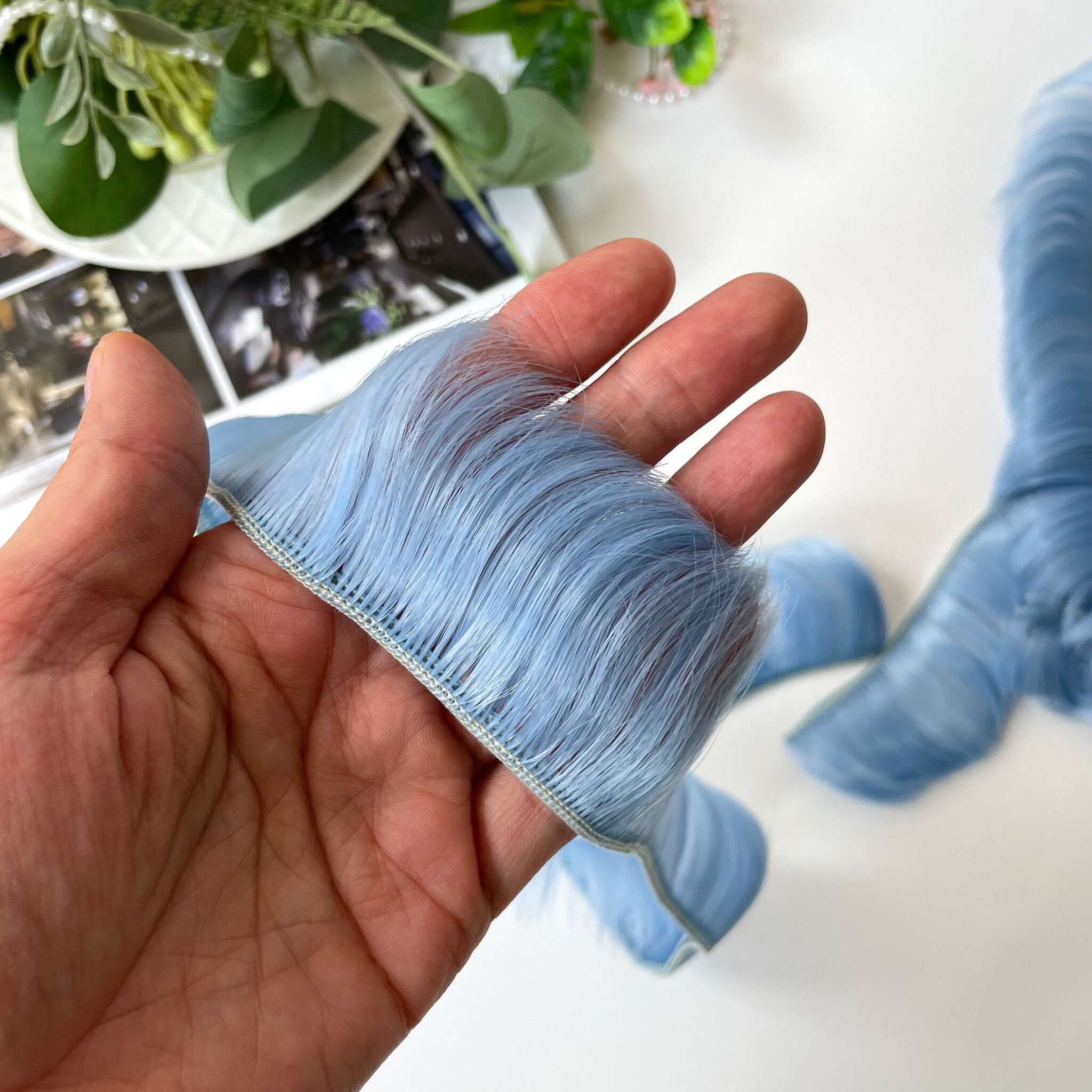 Волосы - трессы для кукол, короткие, для мальчика или челки, длина 4-5 см,  ширина 100 см, цвет голубой, набор 2 шт. – купить в Казани | «С Нежностью»