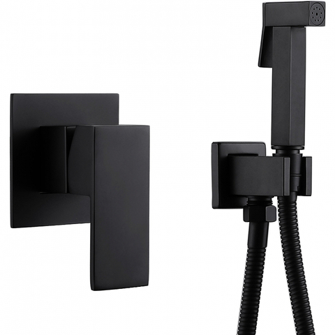 Abber Daheim AF8225B Смеситель с гигиеническим душем, цвет: черный матовый