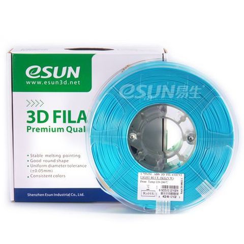 Пластик ABS+ ESUN 1.75 мм 1кг., голубой / light blue (ABS+175Q-U1)