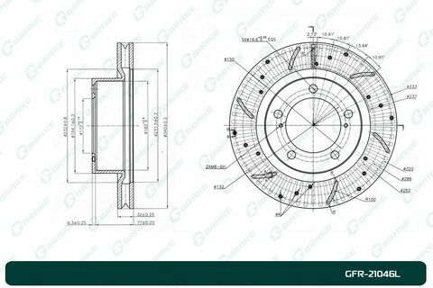 Диск тормозной перфорированный вентилируемый G-brake GFR-21046L левый