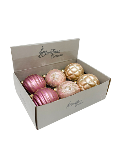 Набор шаров 10см 6шт ChristmasDeLuxe ягодный смузи/розовый/шампань