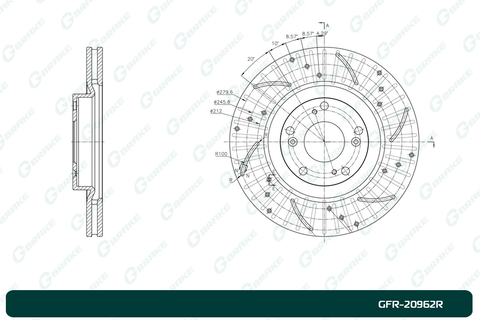 Диск тормозной перфорированный G-brake GFR-20962R правый