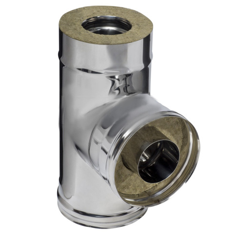 Тройник-сэндвич 90° d115х200мм (430/0,8мм+нерж) Ferrum