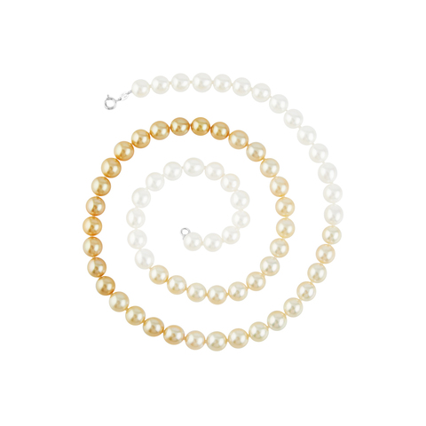 Ожерелье из белого и золотого морского жемчуга, L0017-1/13