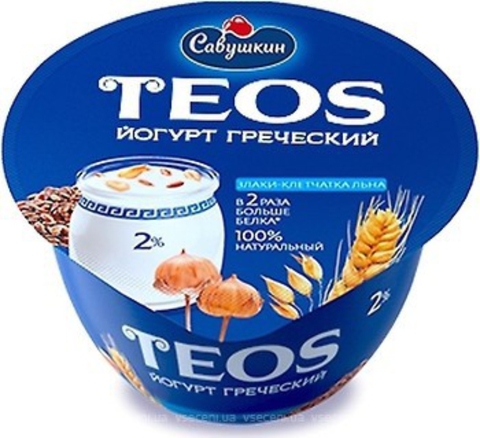 Йогурт TEOS Греческий Злаки Льна 2% 250 г Савушкин БЕЛАРУСЬ