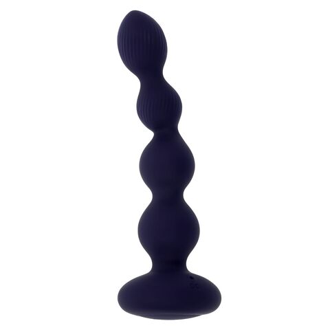 Фиолетовые анальные бусы с вибрацией и вращением Pleasure Orbit - 17,8 см.