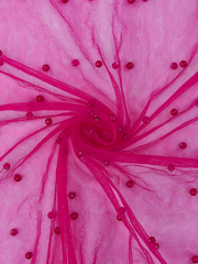 Фатин с бусинами, 35 гр/м2, 150 см, фуксия