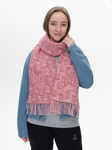 Шарф «Медвежий След» розового цвета (С бахромой)