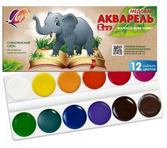 
          Акварель Луч медовая, 12 цветов, без кисти, картон.упаковка, "ZOO"
