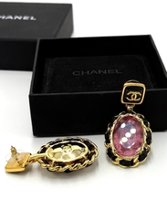 Серьги CHANEL из латуни с розовыми вставками, lux