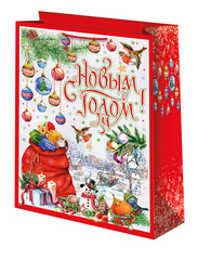 Пакет подарочный XL вертикальный, С Новым годом, Мешок с подарками, 41*56*13 см (Д*В*Ш), 1 шт.