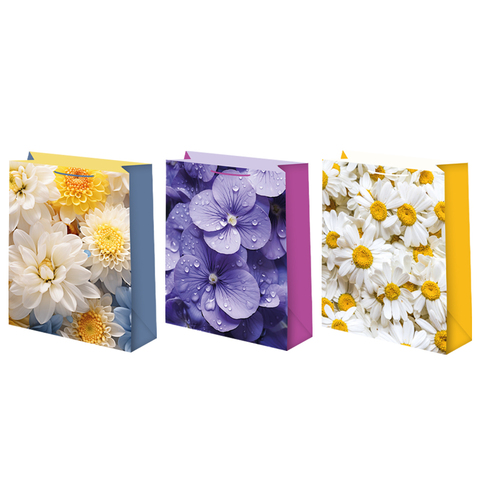 Пакет подарочный XS вертикальный, Цветы, 12*15*6 см (Д*В*Ш)