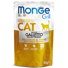 Влажный корм Monge Cat Grill для стерилизованных кошек, с курицей, паучи 85 г - 28 шт