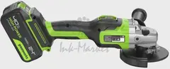 Угловая шлифовальная машина аккумуляторный Greenworks GD24AG, 24V, б/щет, 125 мм, 10500 об/мин, 1x4Ач, ЗУ, кор (3200207CUB)
