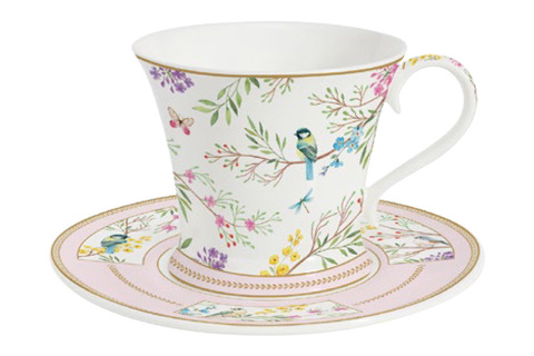 Чашка с блюдцем 350мл Easy Life Пение птиц
