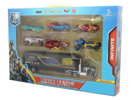 Лига Справедливости набор машинки с грузовиком
