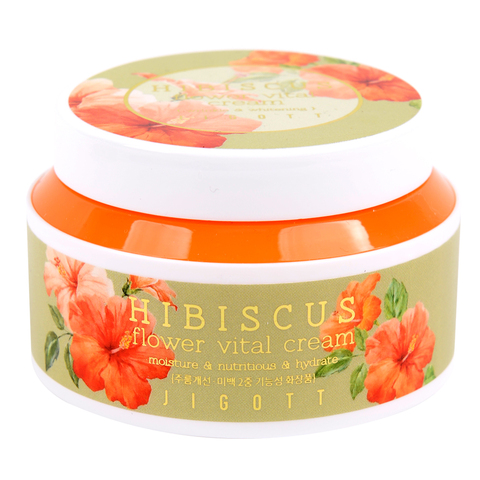 JIGOTT Крем для лица с экстрактом гибискуса Hibiscus Flower Vital Cream 100 мл.