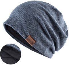 Шапка длинная с подкладкой Skully Loose Knitted Hat navy blue