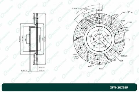 Диск тормозной перфорированный вентилируемый G-brake GFR-20739R правый