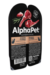 AlphaPet Superpremium Влажный корм для стерилизованных кошек "Ягненок и сердце "в желе, 80 г