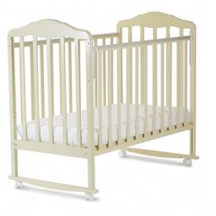 Кровать детская Берёзка (автостенка,ящик,колеса, качалка, накладка ПВХ) (бежевый)