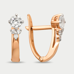 Серьги женские с фианитами из розового золота 585 пробы (арт. 000982-1102)