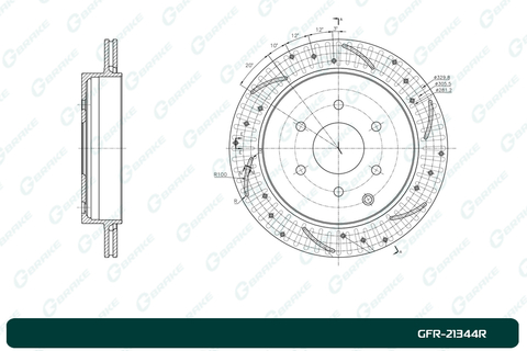 Диск тормозной перфорированный G-brake GFR-21344R правый