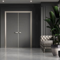 Двустворчатая распашная дверь эмаль Profil Doors 10PА графит глухая